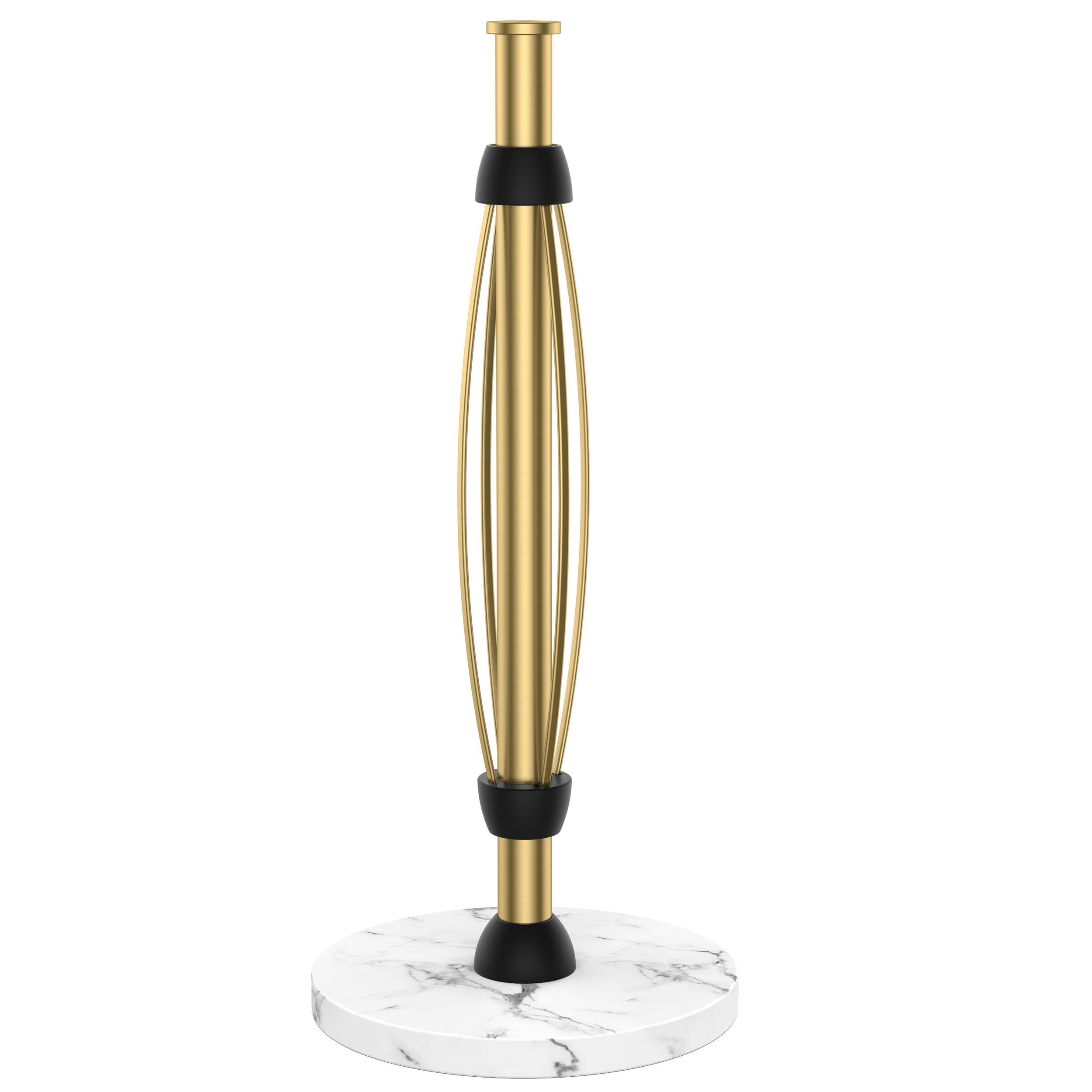 FORIOUS Paper Towel Holder Countertop, One-Handed Tear,Weighted Marble Base 304 Stainless Steel Paper Towel Stand, Ratchet Mechanism for Easy Tearing, Fits Standard & Jumbo Rolls for Kitchen, Silver