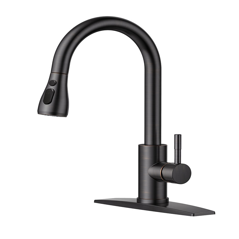 FORIOUS Kitchen Faucets with Pull Down Sprayer, Stainless Steel Kitchen Sink
