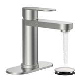 FORIOUS Bathroom Faucet 1 Hole, Single Handle Vanity Faucet Polished Chrome Bathroom Sink Faucet with Deck Plate, Fits 1 Hole and 4-Inch 3 Hole Install, for RV Vanity Lavatory Restroom Camper