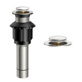 FORIOUS Bathroom Sink Drain Without Overflow, Brushed Nickel ，Black Pop Up Drain