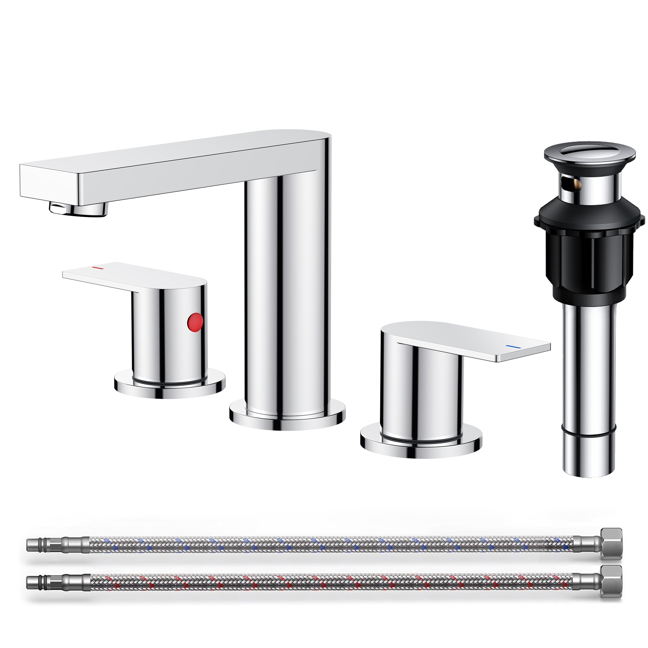 FORIOUS 8 Inch Bathroom Faucet 3 Hole, 2 Handles for Vanity ORB| 2 Handles Bathroom Sink Faucet with Pop-up Drain and 24" cUPC Lines, Fits 6-12 Inch 3 Hole Install, for RV Laundry Sink