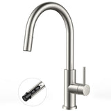 FORIOUS Kitchen Faucets with Pull Down Sprayer, Brushed Nickel Single Handle Stainless Steel High Arc Kitchen Sink Faucet with Deck Plate, 1 or 3 Hole Sink Faucet for Bar RV Outdoor Laundry