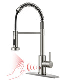 FORIOUS Touchless Kitchen Faucet Brushed Nickel, Smart Motion Sensor Spring Sink Faucet with Pull Down Sprayer Commercial Contemporary Hands-Free for Pot Filler, Farmhouse Camper Laundry Camper