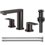 FORIOUS 8 Inch Bathroom Faucet 3 Hole, 2 Handles for Vanity ORB| 2 Handles Bathroom Sink Faucet with Pop-up Drain and 24" cUPC Lines, Fits 6-12 Inch 3 Hole Install, for RV Laundry Sink