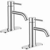 FORIOUS Bathroom Faucet 1 Hole, Chrome Single Handle Sink Faucets 2 Pack | for 1 or 3 Hole 4 Inch Centerset Sink, with Pop-up Drain, NSF61 Certified, for Vanity Rv Commercial Lavatory Restroom Basin