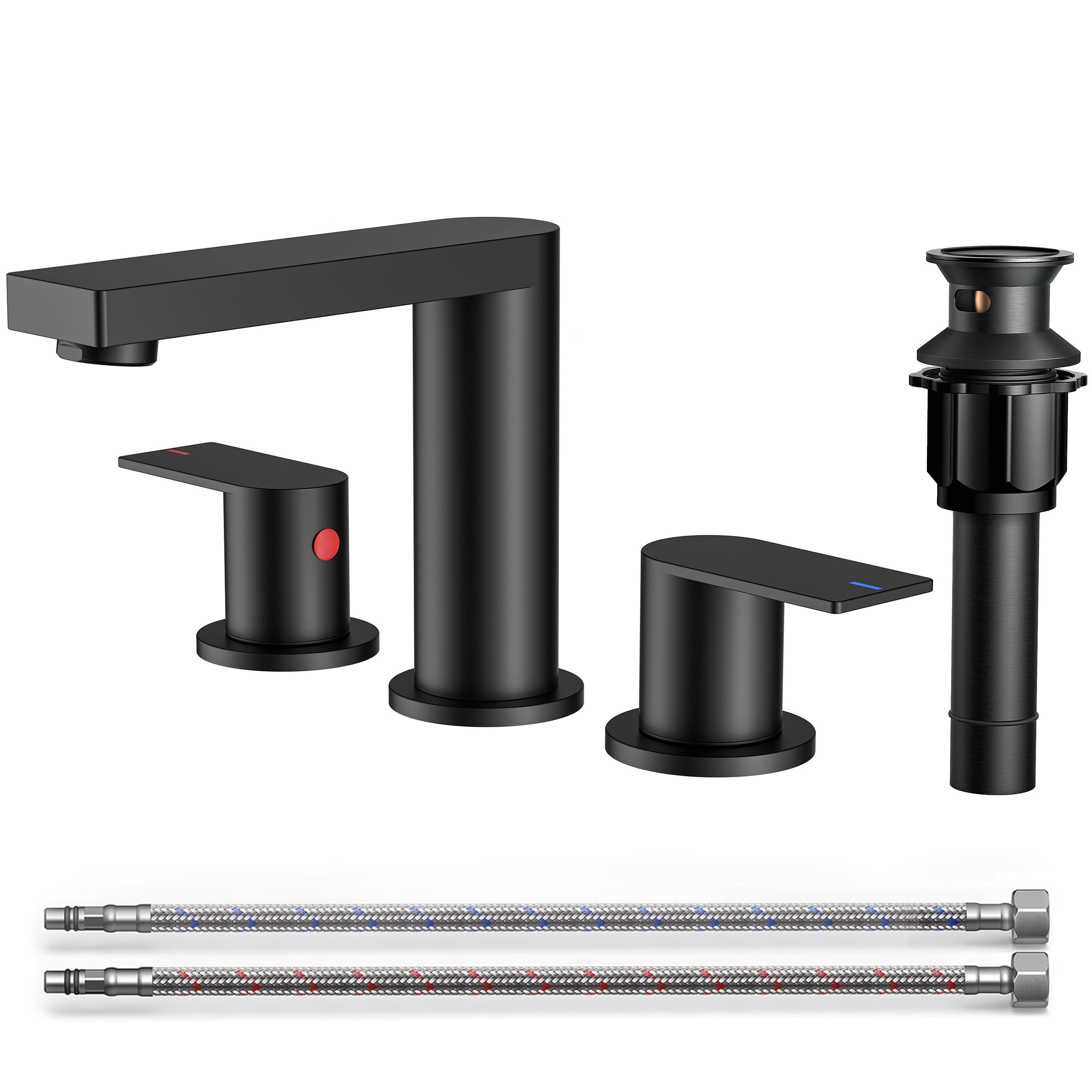 FORIOUS 8 Inch Bathroom Faucet 3 Hole, 2 Handles for Vanity ORB| 2 Handles Bathroom Sink Faucet with Pop-up Drain and 24" cUPC Lines, Fits 6-12 Inch 3 Hole Install, for RV Laundry Sink