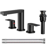 FORIOUS 8 Inch Bathroom Faucet 3 Hole, 2 Handles for Vanity ORB| 2 Handles Bathroom Sink Faucet with Pop-up Drain and 24" cUPC Lines, Fits 6-12 Inch 3 Hole Install, for RV Laundry Sink