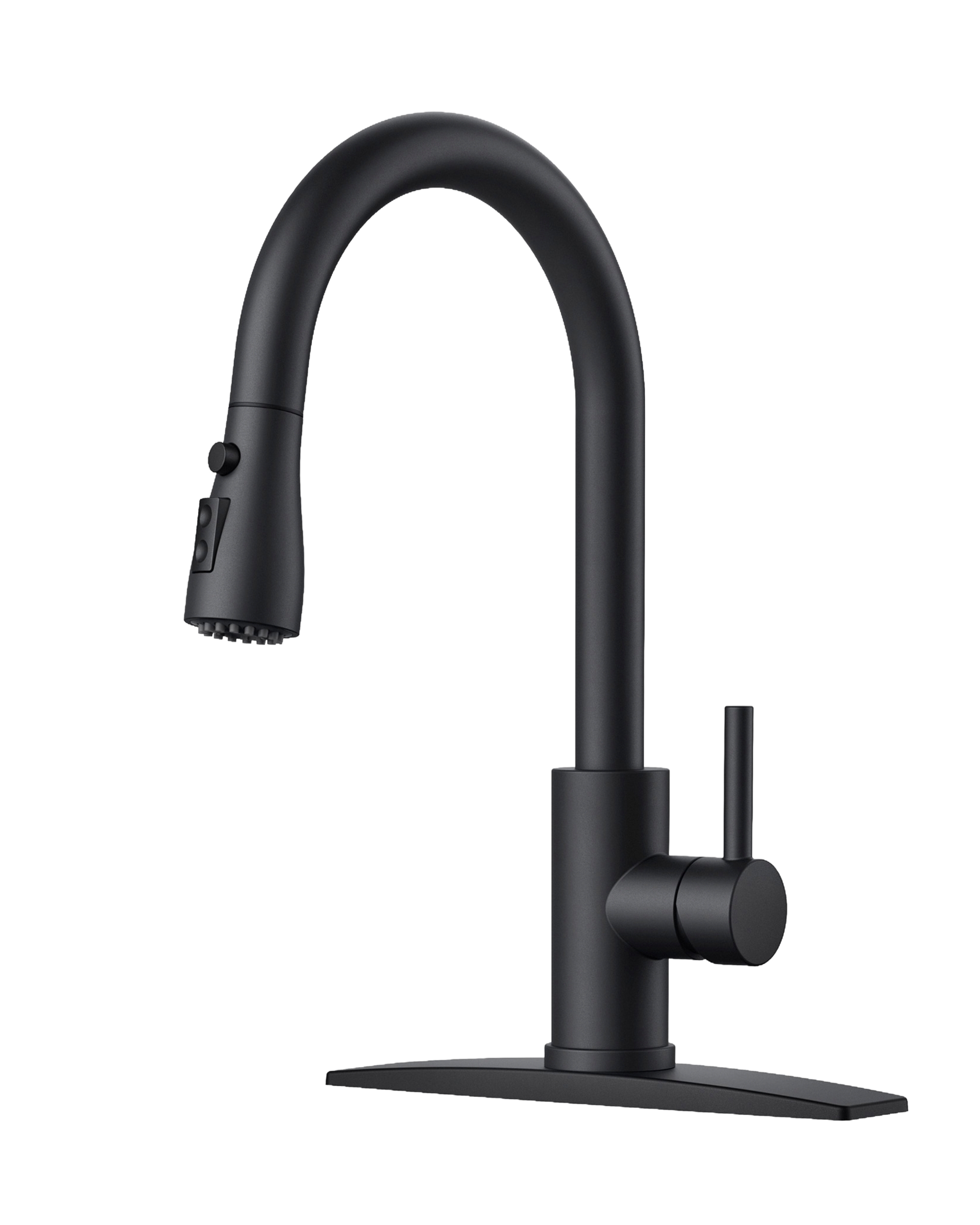 FORIOUS Black Kitchen Faucet with Pull Down Sprayer, Bar High Arc Single Handle Traditional 3 Modes Stainless Steel Faucet for Kitchen Sink Farmhouse RV Laundry Camper