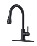 FORIOUS Black Kitchen Faucet with Pull Down Sprayer, Bar High Arc Single Handle Traditional 3 Modes Stainless Steel Faucet for Kitchen Sink Farmhouse RV Laundry Camper