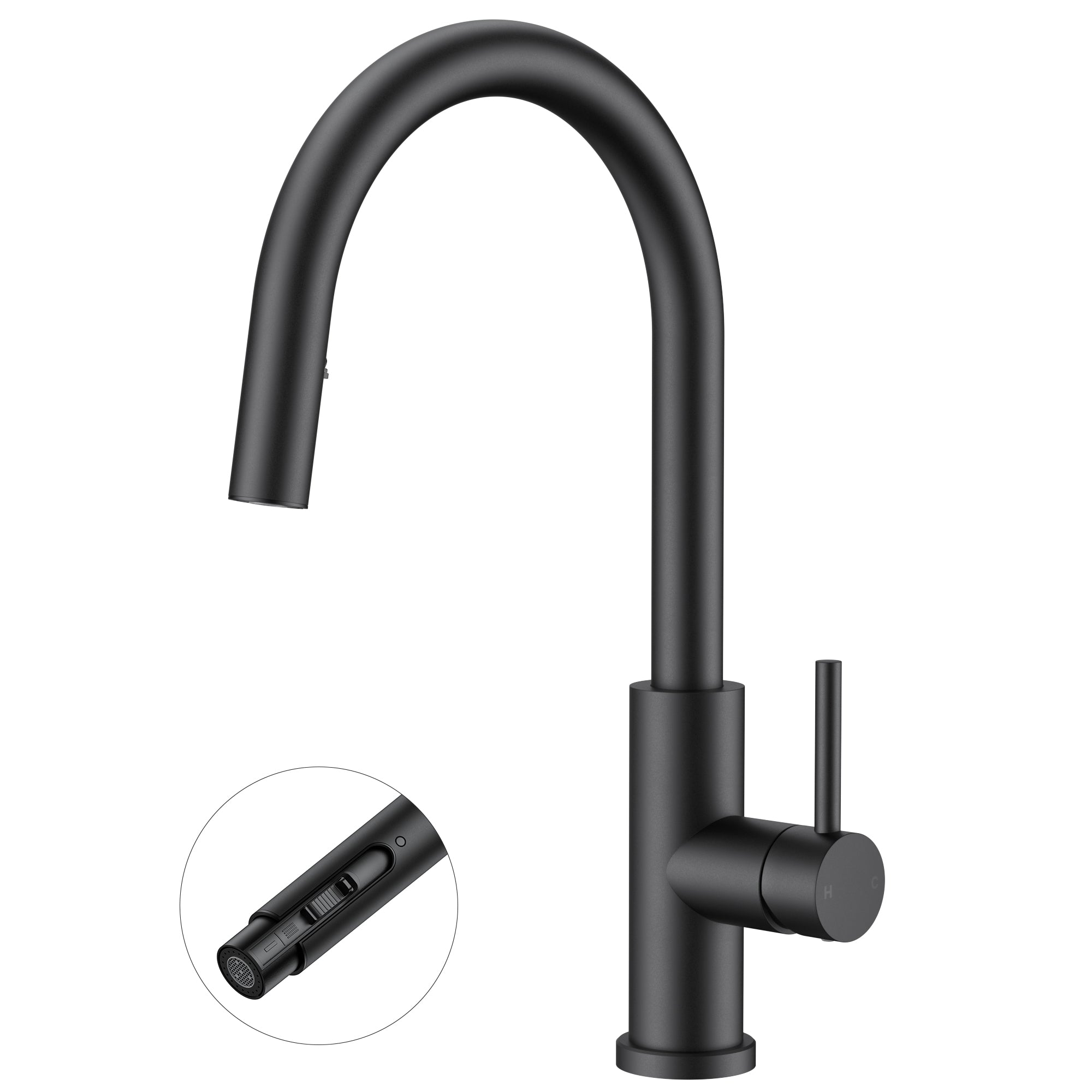 FORIOUS Kitchen Faucets with Pull Down Sprayer, Black Single Handle Stainless Steel High Arc Kitchen Sink Faucet with Deck Plate, 1 or 3 Hole Sink Faucet for Bar RV Outdoor Laundry Farmhouse