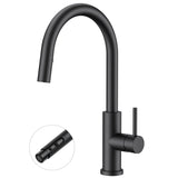 FORIOUS Kitchen Faucets with Pull Down Sprayer, Black Single Handle Stainless Steel High Arc Kitchen Sink Faucet with Deck Plate, 1 or 3 Hole Sink Faucet for Bar RV Outdoor Laundry Farmhouse