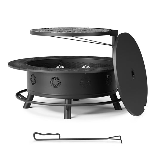 Vicinity  43 in Black Wood Burning Fire Pits with Cooking Grill