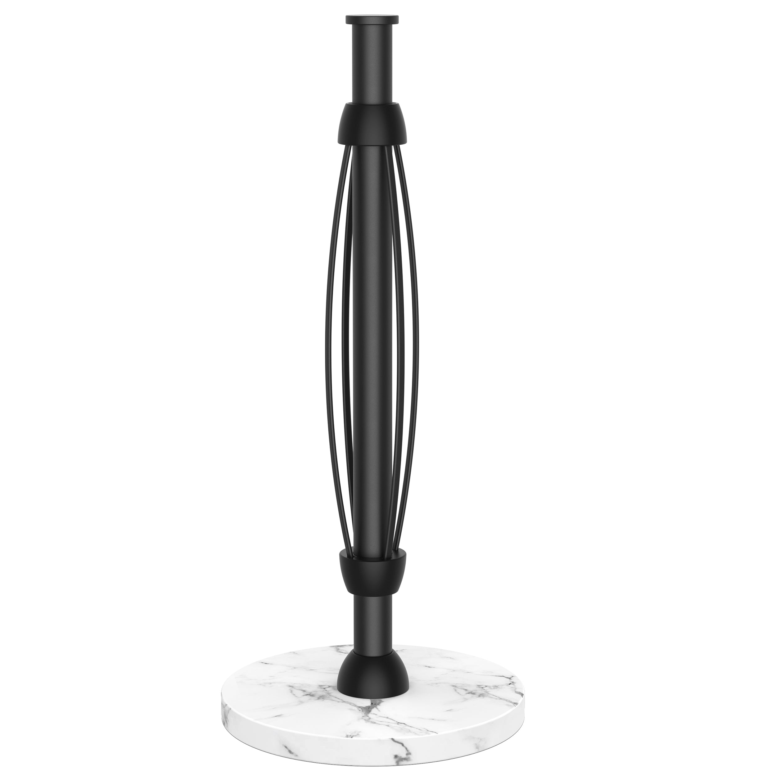FORIOUS Paper Towel Holder Countertop, One-Handed Tear,Weighted Marble Base 304 Stainless Steel Paper Towel Stand, Ratchet Mechanism for Easy Tearing, Fits Standard & Jumbo Rolls for Kitchen, Silver