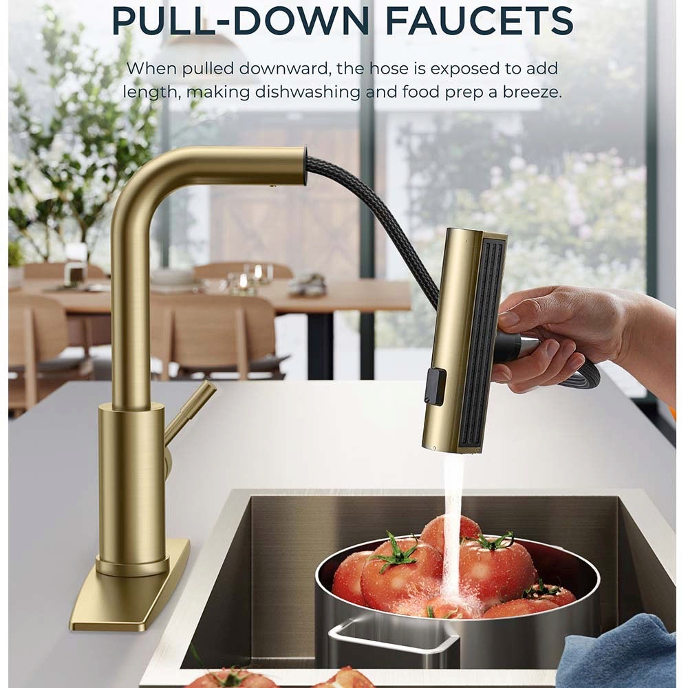 Kitchen Faucets with Pull Down Sprayer, Stainless Steel Kitchen Sink Faucet 3 in 1 Function, Waterfall Modern Faucet for Kitchen Sink