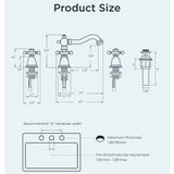 FORIOUS  Bathroom Faucets 3 Hole, Antique Bathroom Sink Faucet Two Handle, 8 inch Widespread Brass Bathroom Faucet with Metal Pop-up Drain and Supply Lines