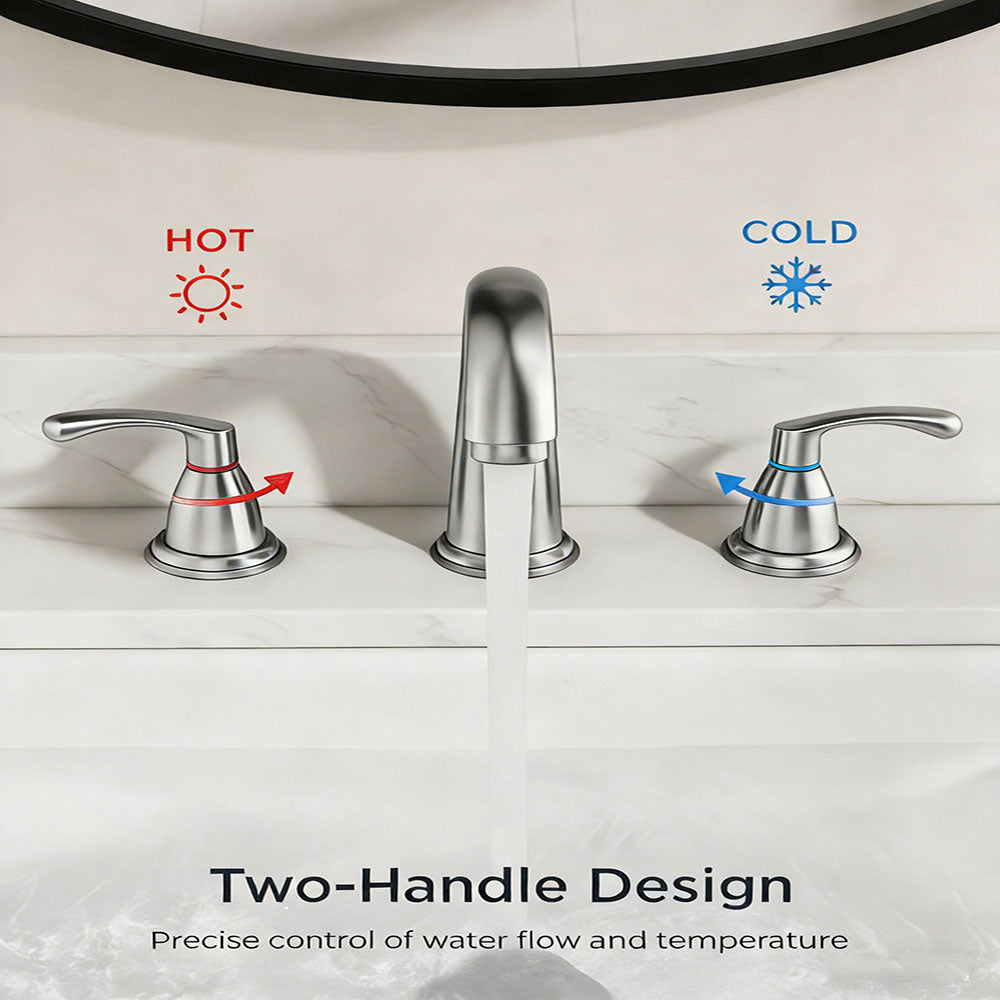 FORIOUS Black Bathroom Faucet 3 Hole, Widespread Bathroom Sink Faucet 8 Inch with Pop Up Drain and CUPC Supply Hose, 2 Handle for Vanity Rv Commercial Lavatory Restroom