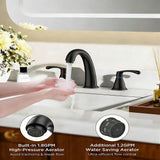 FORIOUS Black Bathroom Faucet 3 Hole, Widespread Bathroom Sink Faucet 8 Inch with Pop Up Drain and CUPC Supply Hose, 2 Handle for Vanity Rv Commercial Lavatory Restroom