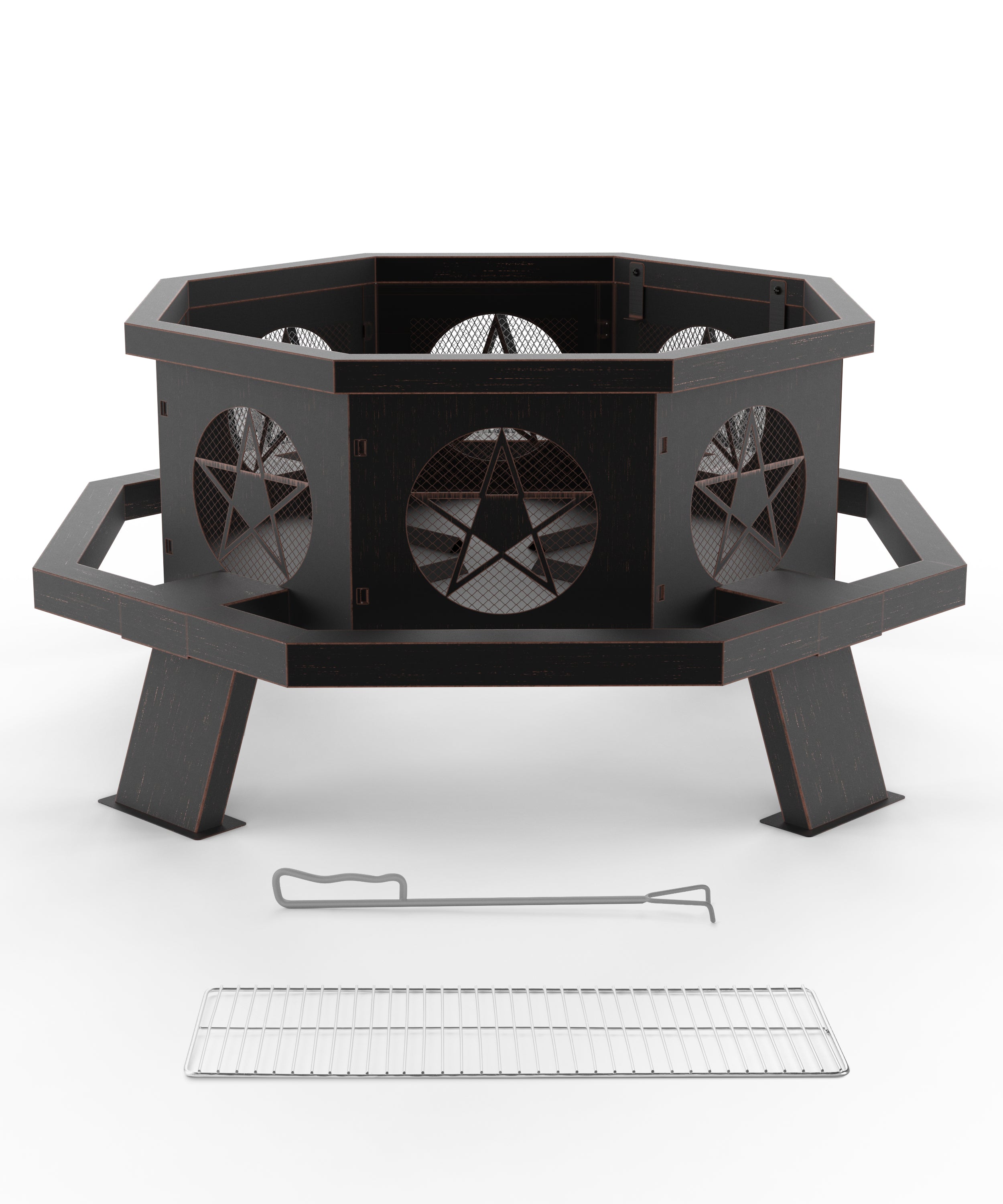 Vicinity  43 in Bronze Wood Burning Fire Pits with Cooking Grill