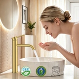 FORIOUS Gold Bathroom Vessel Sink Faucet 1 Hole, Tall Bathroom Faucet Single Handle One Hole with Pop Up Drain and Supply Lines, Basin Bowl Vanity Lavatory Residential/Commercial Use