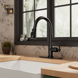 FORIOUS Antique Black Kitchen Faucets with Pull Down Sprayer, 3 in 1 Stainless Steel High Arc Single Handle Sink Faucet for Farmhouse Camper Rv Bar, Fit for 1 or 3 Hole