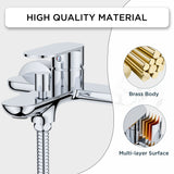 Dearocean Shower faucets with handheld shower heads, single-handle bathtub faucets with diverter valves, wall-mounted bathtub mixer faucets, stainless steel shower faucets, modern-style round chrome-plated faucet sets&nbsp;