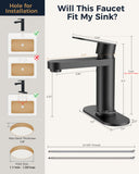 FORIOUS Bathroom Faucet 1 Hole, Single Handle Vanity Faucet Polished Chrome Bathroom Sink Faucet with Deck Plate, Fits 1 Hole and 4-Inch 3 Hole Install, for RV Vanity Lavatory Restroom Camper