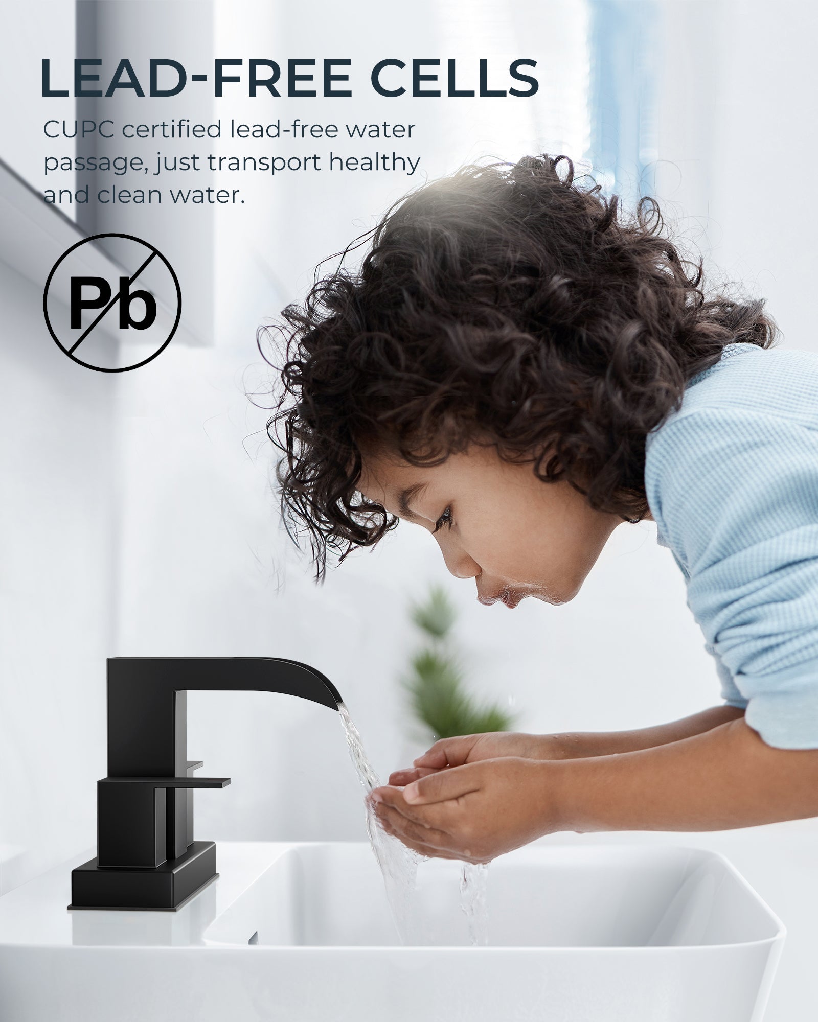 FORIOUS Waterfall Black Bathroom Faucets, Two Handle Bathroom Sink Faucet with Pop Up Dain and Supply Lines, 4'' Centerset Bathroom Faucet 3 Hole Matte Black Bathroom Vanity Faucet