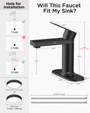 FORIOUS Bathroom Faucet 1 Hole, Single Handle Vanity Faucet Matte Black
