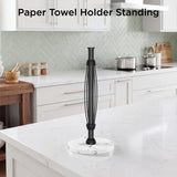 FORIOUS Paper Towel Holder Countertop, One-Handed Tear,Weighted Marble Base 304 Stainless Steel Paper Towel Stand, Ratchet Mechanism for Easy Tearing, Fits Standard & Jumbo Rolls for Kitchen, Silver
