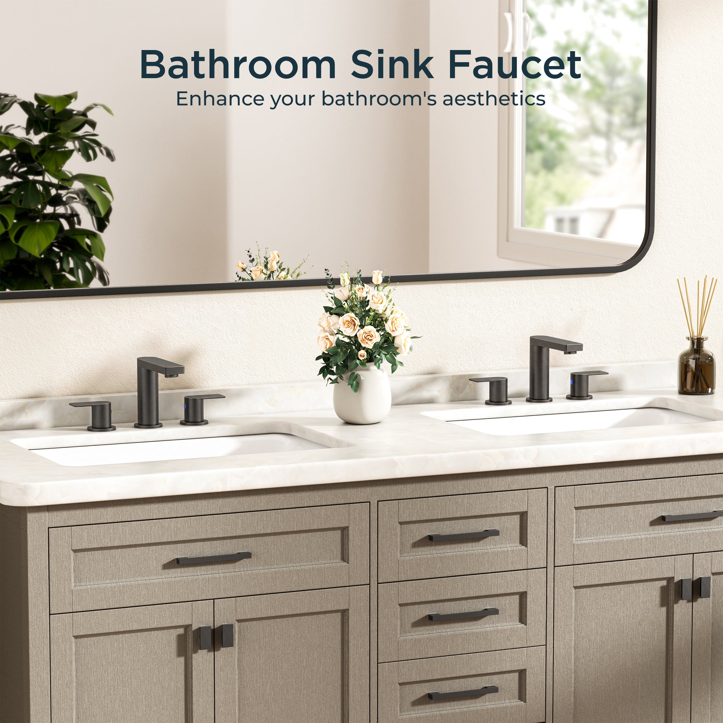 FORIOUS 8 Inch Bathroom Faucet 3 Hole, 2 Handles for Vanity ORB| 2 Handles Bathroom Sink Faucet with Pop-up Drain and 24" cUPC Lines, Fits 6-12 Inch 3 Hole Install, for RV Laundry Sink