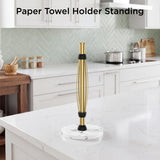 FORIOUS Paper Towel Holder Countertop, One-Handed Tear,Weighted Marble Base 304 Stainless Steel Paper Towel Stand, Ratchet Mechanism for Easy Tearing, Fits Standard & Jumbo Rolls for Kitchen, Silver