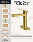 FORIOUS Bathroom Faucet 1 Hole, Single Handle Vanity Faucet Polished Chrome Bathroom Sink Faucet with Deck Plate, Fits 1 Hole and 4-Inch 3 Hole Install, for RV Vanity Lavatory Restroom Camper