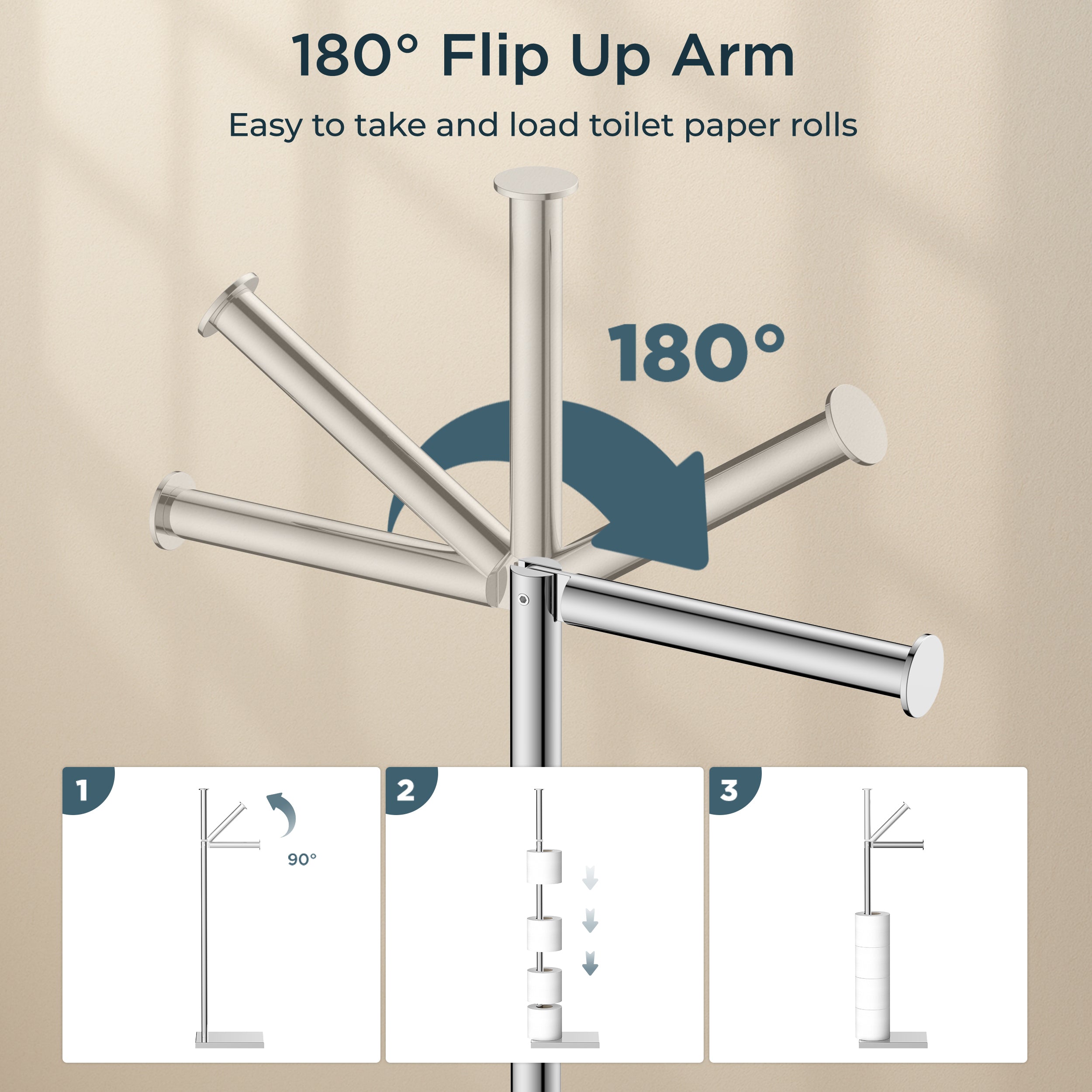 FORIOUS Toilet Paper Holder Stand with Weighted Base, Bruhed Nickel