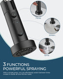FORIOUS Black Kitchen Faucet with Soap Dispenser, Stainless Steel Kitchen Sink Faucet with Pull Down Sprayer Single Handle Modern Spring Commercial for Laundry Utility Room RV Camp Bar Farmhouse