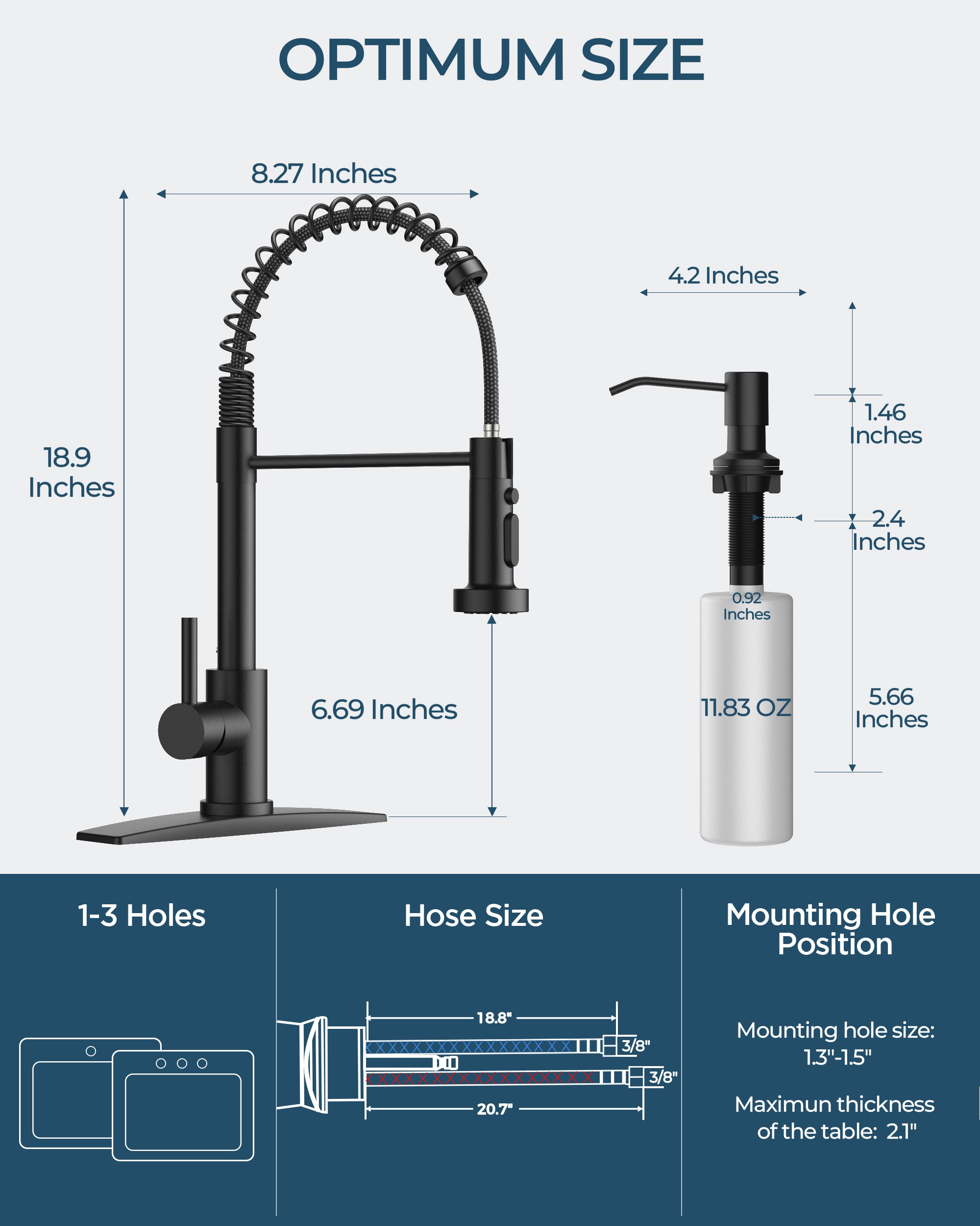 FORIOUS Black Kitchen Faucet with Soap Dispenser, Stainless Steel Kitchen Sink Faucet with Pull Down Sprayer Single Handle Modern Spring Commercial for Laundry Utility Room RV Camp Bar Farmhouse