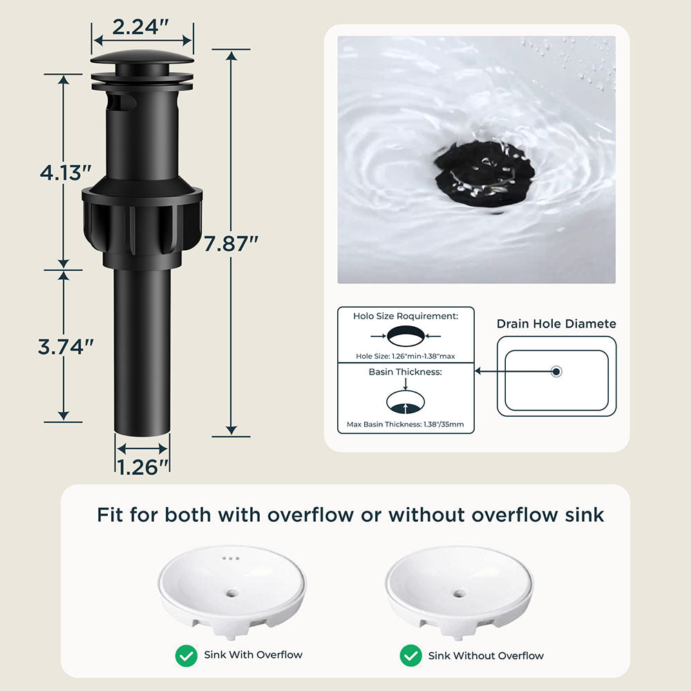 FORIOUS Single Hole Bar Sink Faucet with Pull Down Sprayer, Matte Black Bathroom Faucet for Sink 3 Hole with Pop Up Drain Hose, Suitable for Bath, RV, Laundry, Restroom & Utility Sink