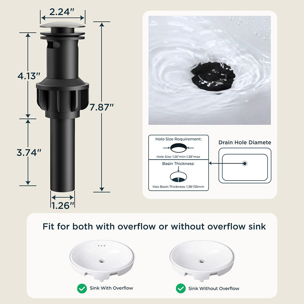 FORIOUS Single Hole Bar Sink Faucet with Pull Down Sprayer, Matte Black Bathroom Faucet for Sink 3 Hole with Pop Up Drain Hose, Suitable for Bath, RV, Laundry, Restroom & Utility Sink