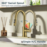 FORIOUS Single Hole Bar Sink Faucet with Pull Down Sprayer, Matte Black Bathroom Faucet for Sink 3 Hole with Pop Up Drain Hose, Suitable for Bath, RV, Laundry, Restroom & Utility Sink