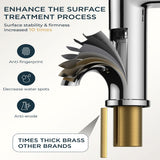 FORIOUS Polished Chrome Bathroom Faucet 1 Hole, Single Handle Single Hole Bathroom Faucet Chrome with Deck Plate, Pop Up Drain,  and CUPC Hoses FB-39055CH