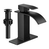 FORIOUS Brushed Gold Waterfall Bathroom Faucets 1 or 3 Hole, Vanity Single Bathroom Sink Faucet with cUPC Supply Line and Pop Up Drain, Suitable for Basin, Rv, Restroom Sink