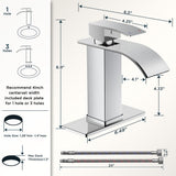 FORIOUS Brushed Gold Waterfall Bathroom Faucets 1 or 3 Hole, Vanity Single Bathroom Sink Faucet with cUPC Supply Line and Pop Up Drain, Suitable for Basin, Rv, Restroom Sink