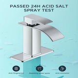 FORIOUS Brushed Gold Waterfall Bathroom Faucets 1 or 3 Hole, Vanity Single Bathroom Sink Faucet with cUPC Supply Line and Pop Up Drain, Suitable for Basin, Rv, Restroom Sink