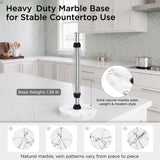 FORIOUS Paper Towel Holder Countertop, One-Handed Tear,Weighted Marble Base 304 Stainless Steel Paper Towel Stand, Ratchet Mechanism for Easy Tearing, Fits Standard & Jumbo Rolls for Kitchen, Silver
