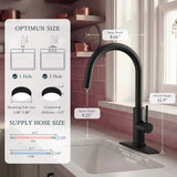 FORIOUS Kitchen Faucets with Pull Down Sprayer, Black Single Handle Stainless Steel High Arc Kitchen Sink Faucet with Deck Plate, 1 or 3 Hole Sink Faucet for Bar RV Outdoor Laundry Farmhouse