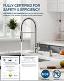 FORIOUS Kitchen Faucet with Soap Dispenser, Stainless Steel Kitchen Sink Faucet with Pull Down Sprayer Burhsed Nickel Single Handle Modern Spring Commercial for Laundry Room RV Camp Bar Farmhouse