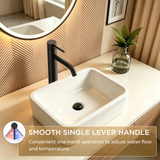 FORIOUS Matte Black Bathroom Vessel Sink Faucet 1 Hole, Tall Bathroom Faucet Single Handle One Hole with Pop Up Drain and Supply Lines, Basin Bowl Vanity Lavatory Residential/Commercial Use