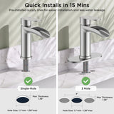 FORIOUS Single Handle Bathroom Faucet 1 Hole Vanity Sink Faucet Matte Black For 1 or 3 hole(4-inch centerset) Sink Setup, Modern Waterfall Spout, with Drain and Supply Lines for RV Vantiy Restroom