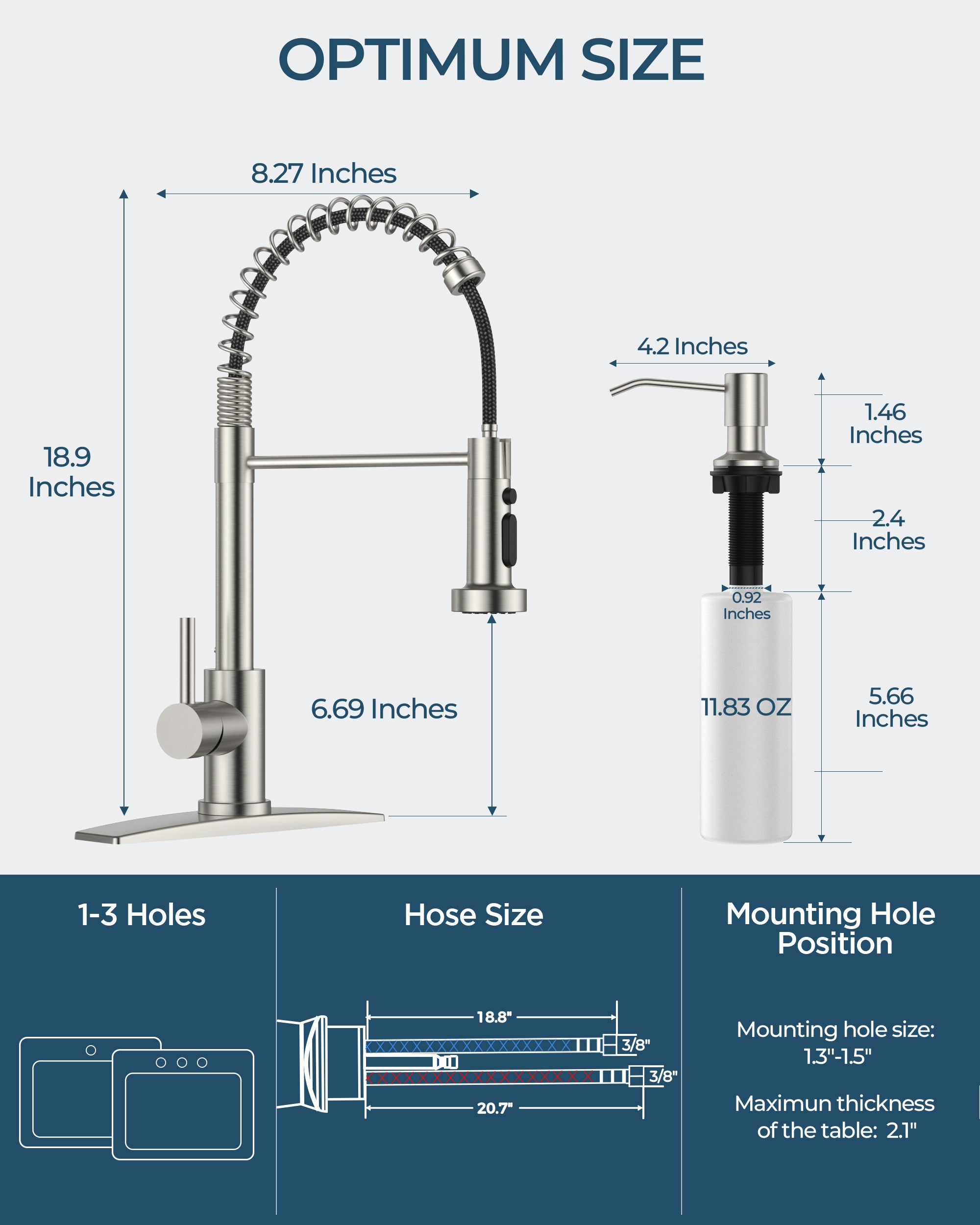 FORIOUS Kitchen Faucet with Soap Dispenser, Stainless Steel Kitchen Sink Faucet with Pull Down Sprayer Burhsed Nickel Single Handle Modern Spring Commercial for Laundry Room RV Camp Bar Farmhouse