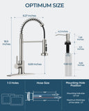 FORIOUS Kitchen Faucet with Soap Dispenser, Stainless Steel Kitchen Sink Faucet with Pull Down Sprayer Burhsed Nickel Single Handle Modern Spring Commercial for Laundry Room RV Camp Bar Farmhouse