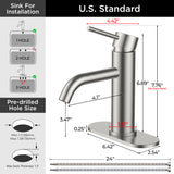 FORIOUS Bathroom Faucet 1 Hole, Brushed Nickel Single Handle Sink Faucets 2 Pack | for 1 or 3 Hole 4 Inch Centerset Sink, with Pop-up Drain, NSF61 Certified, for Vanity Rv Commercial Lavatory Restroom Basin